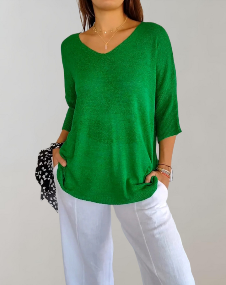 Rose | Luxurious V-Neck Knit Top