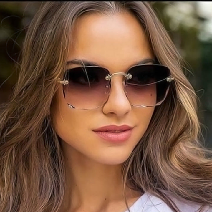 Sofia | Women's Rimless Square Sunglasses with Gradient Lenses