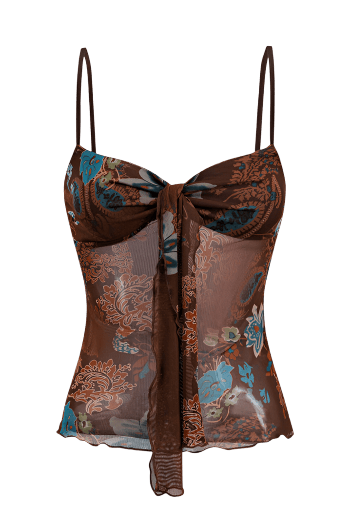 Gwenna | Lightweight Printed Tie Crop Top