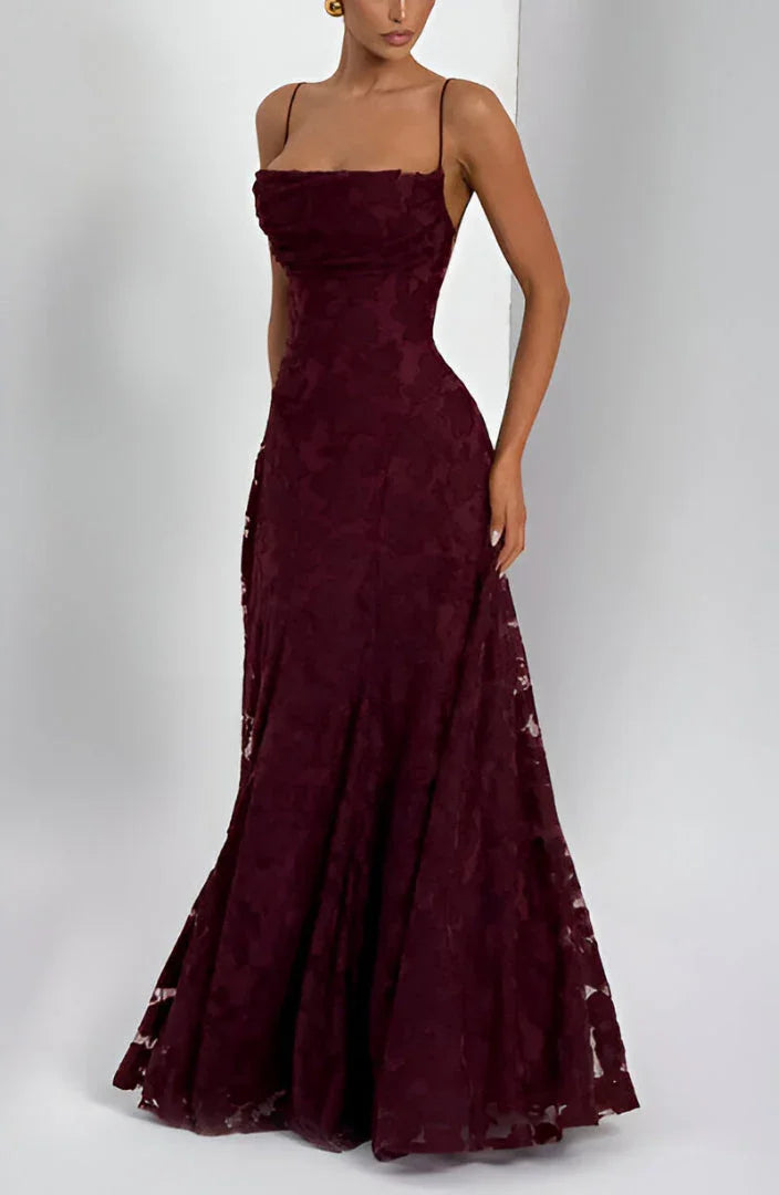 Women's floral spaghetti strap A-line maxi dress in a vibrant print.