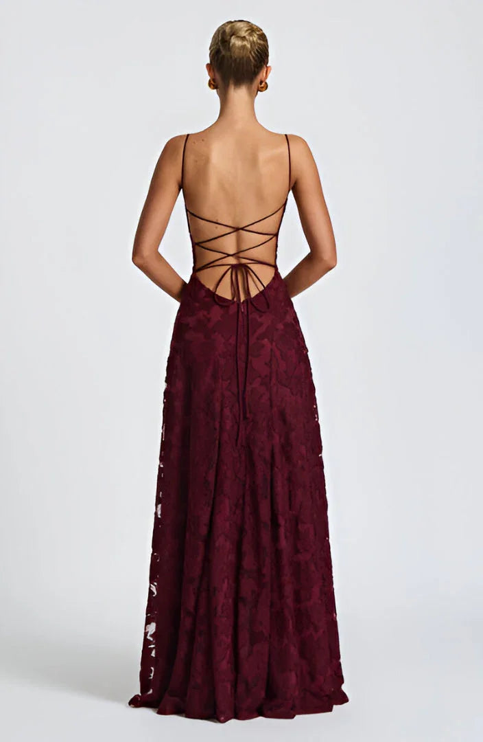 Women's floral spaghetti strap A-line maxi dress in a vibrant print.