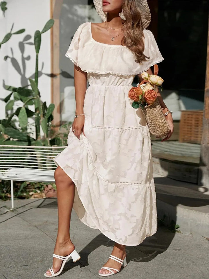 Elena | Women's Off Shoulder Tiered Maxi Wedding Guest Dress